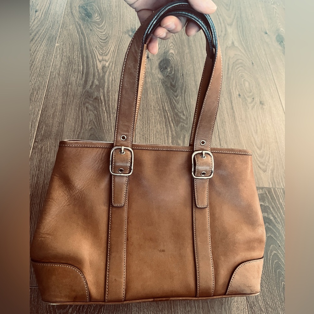 Vintage Coach Tan Leather Tote Bag